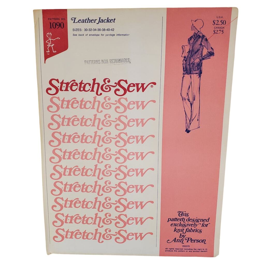 Stretch & Sew Leather Jacket Sewing Pattern UNCUT Vintage Ann Person